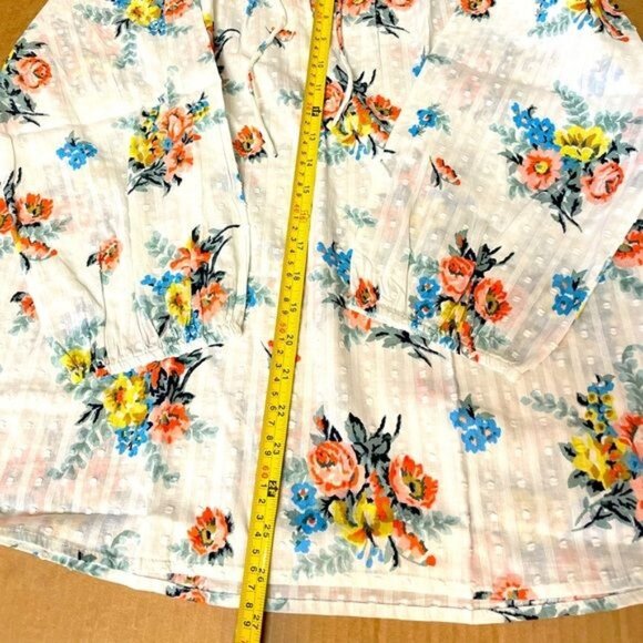 LOFT Women Garden Ruffle Tie Neck Blouse size Medium - Picture 5 of 13